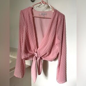 Revolve Pretty Pink Tie Blouse